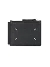 Maison Margiela Calfskin Leather Wallet With Contrasting Logo Stitching In Black