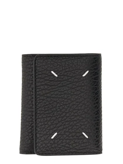 Maison Margiela Leather Wallet In Blue