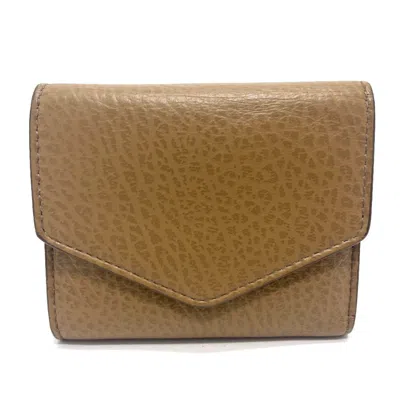 Pre-owned Maison Margiela Leather Wallet (tri-fold) () In Beige