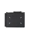 Maison Margiela Calfskin Leather Wallet With Contrasting Logo Stitching In Black