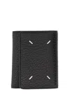 Maison Margiela Leather Wallet With Four Stitches In Black