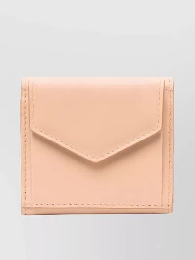 Maison Margiela Leather Wallet With Stitched Accents In Orange