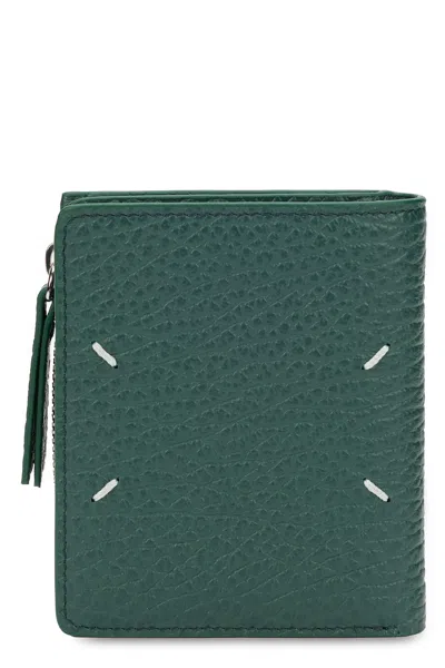 Maison Margiela Leather Wallet With Zip Closure In Brown