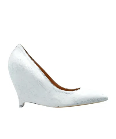 Maison Margiela Leather Wedge Shoes In White