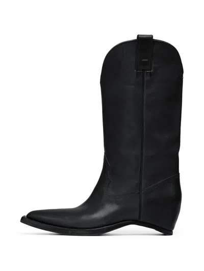Maison Margiela Heel-less Western Leather Boots In Black