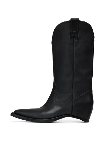 Maison Margiela Heel-less Western Leather Boots In Black