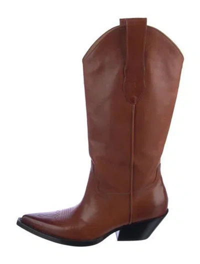 Pre-owned Maison Margiela Leather Western Boots In Brown