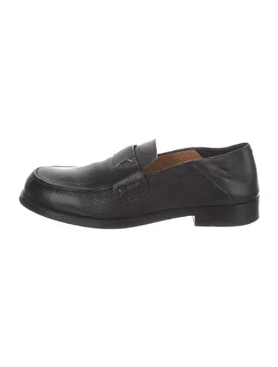 Pre-owned Maison Margiela Leather Whipstitch Trim Loafers In Black