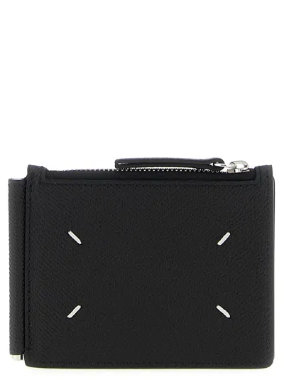 Maison Margiela Leather With Logo Detail Wallet In Blue
