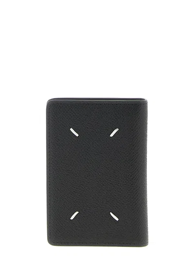 Maison Margiela Leather With Signature Stitching Card Case In Black