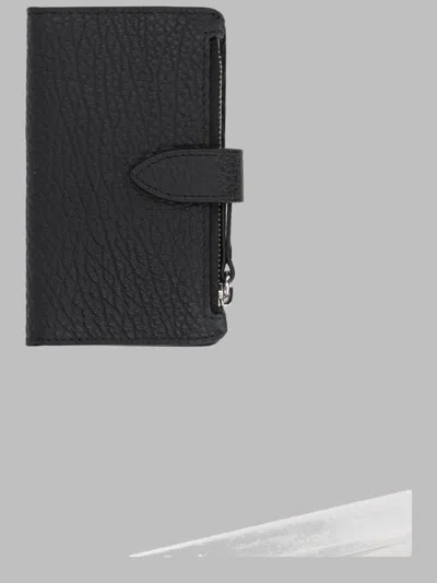 Maison Margiela Leather Zip Card Holder Wallet In Black