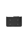 Maison Margiela Leather Zip-up Wallet In Black