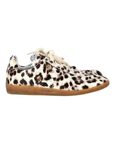 Pre-owned Maison Margiela Leopard Print Calf Hair Sneakers By  22 In Multicolor