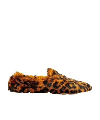 Maison Margiela Leopard Print Flat Shoes In Brown