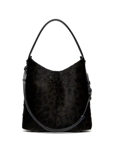 Maison Margiela Leopard-print Calf-hair Tote Bag In Black