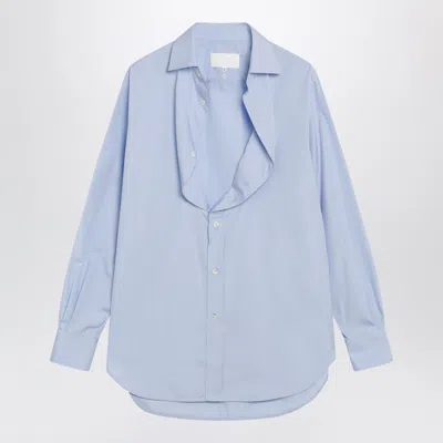 Maison Margiela Light Blue Blouse With Folded Collar In Brown