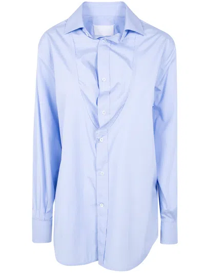 Maison Margiela Light Blue Blouse With Folded Collar