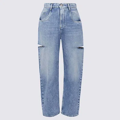 Maison Margiela Cutout Distressed High-rise Wide-leg Jeans In Blue