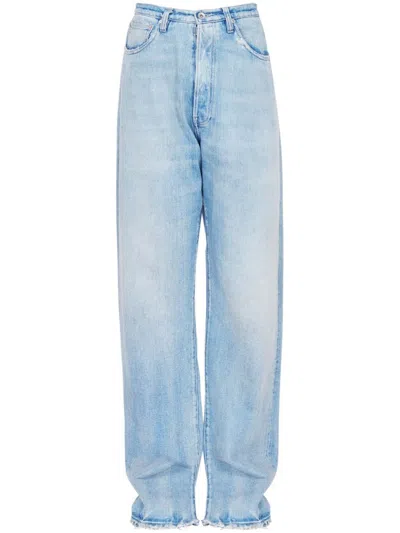 Maison Margiela Light Blue Cotton Jeans With Adjustable Back Buckle