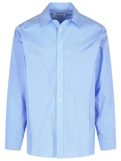 Maison Margiela Cotton Shirt Featuring Western Yoke In Blue
