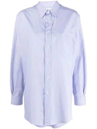 Maison Margiela Light Blue Cotton Shirt With Classic Collar For Women