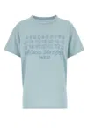 Maison Margiela Logo Print Cotton T Shirt In Babyblue