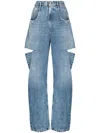 Maison Margiela Womens Blue Icons Cut-out Straight-leg High-rise Jeans In Light Blue