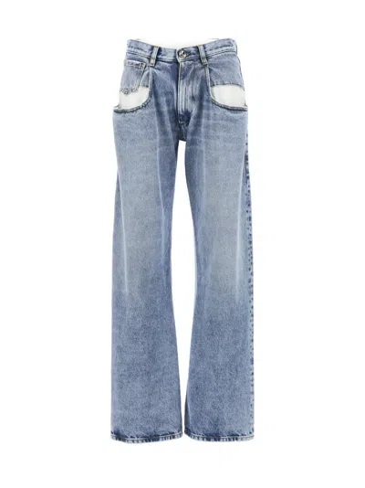 Maison Margiela Straight Leg Jeans With Contrasted Pockets Clothing In Blue