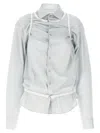 Maison Margiela Layered Shirt With Chest Pocket And Peplum Hem In Light Blue