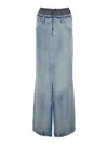 Maison Margiela Light Blue Long Skirt With Front Slit And Five Pocket Design In Denim Woman