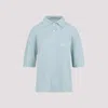 Maison Margiela Short-sleeved Knitted Polo Top In Light Blue