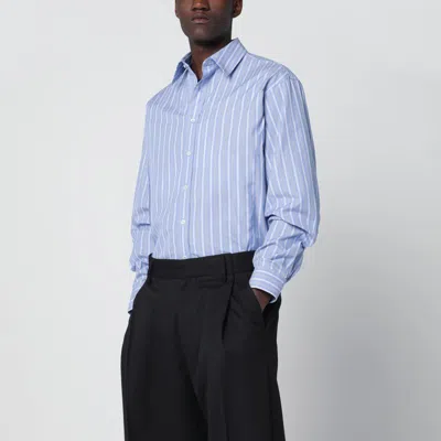 Maison Margiela Light Blue Striped Cotton Shirt In Multi