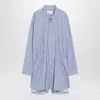 Maison Margiela Striped Long Sleeve Shirt Dress In Blue