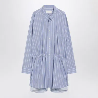 Maison Margiela Striped Long Sleeve Shirt Dress In Blue