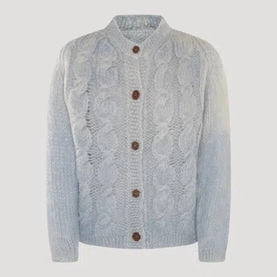 Maison Margiela Light Blue Wool Blend Cardigan