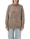 Maison Margiela Relaxed Fit Sweater With High Neck In Light Brown