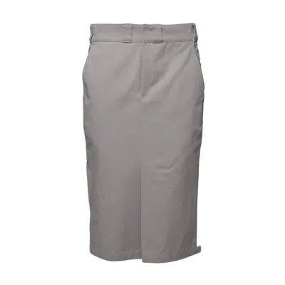 Maison Margiela Light Grey Cotton Twill Midi Skirt In Gray