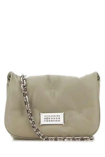 Maison Margiela Light Grey Nappa Leather Small Glam Slam Flap Crossbody Bag In Gray