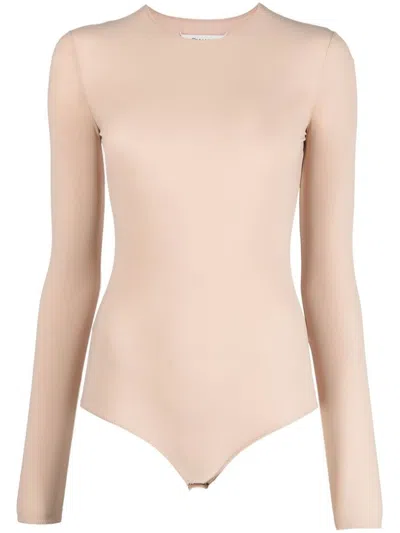 Maison Margiela Light Pink Long-sleeved Bodysuit With Snug Fit