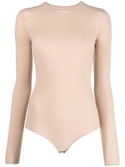Maison Margiela Light Pink Long-sleeved Bodysuit With Snug Fit