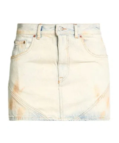 Maison Margiela Lightwash Denim Midi Skirt In Brown