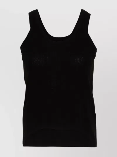 Maison Margiela Lightweight Ribbed Tank Top With Stretch Design In Black