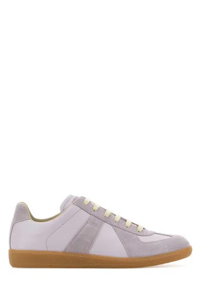 Maison Margiela Lilac Leather And Suede Replica Sneakers In Purple