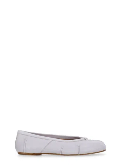 Maison Margiela Lilac Leather Tabi Ballerinas In Gray