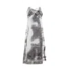 Maison Margiela Lace Trim Abstract-print Midi Slip Dress In Grey