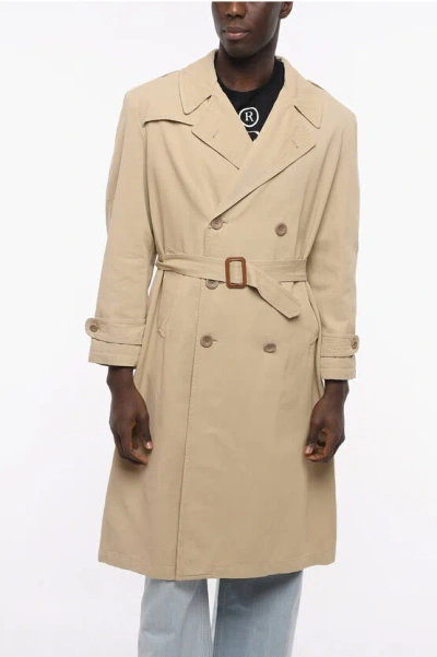 Maison Margiela Lined Double-breasted Trench With Belt In Neutral