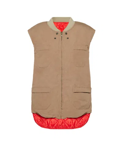 Maison Margiela Linen-blend Waistcoat In Brown