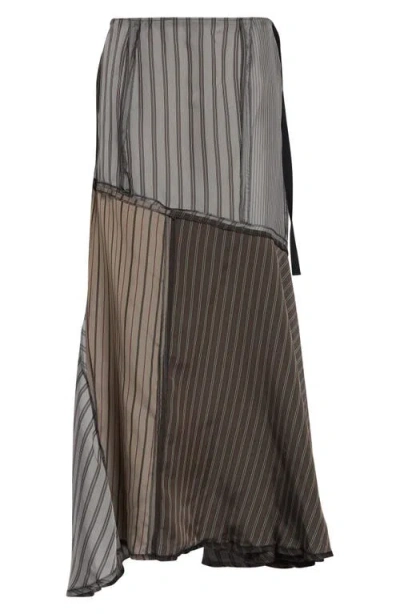 Maison Margiela Lining Patchwork Midi Skirt In Brown