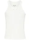 Maison Margiela Logo Cotton Blend Tank Top In Neutral