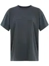 Maison Margiela Womens Washed Black Brand-embroidered Faded-wash Cotton-jersey T-shirt